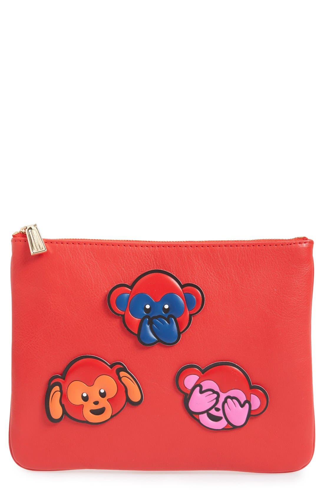 'Chinese New Year' Monkey Sticker Set & Clutch, Main, color, MULTI/ LIGHT GOLD HRDWR