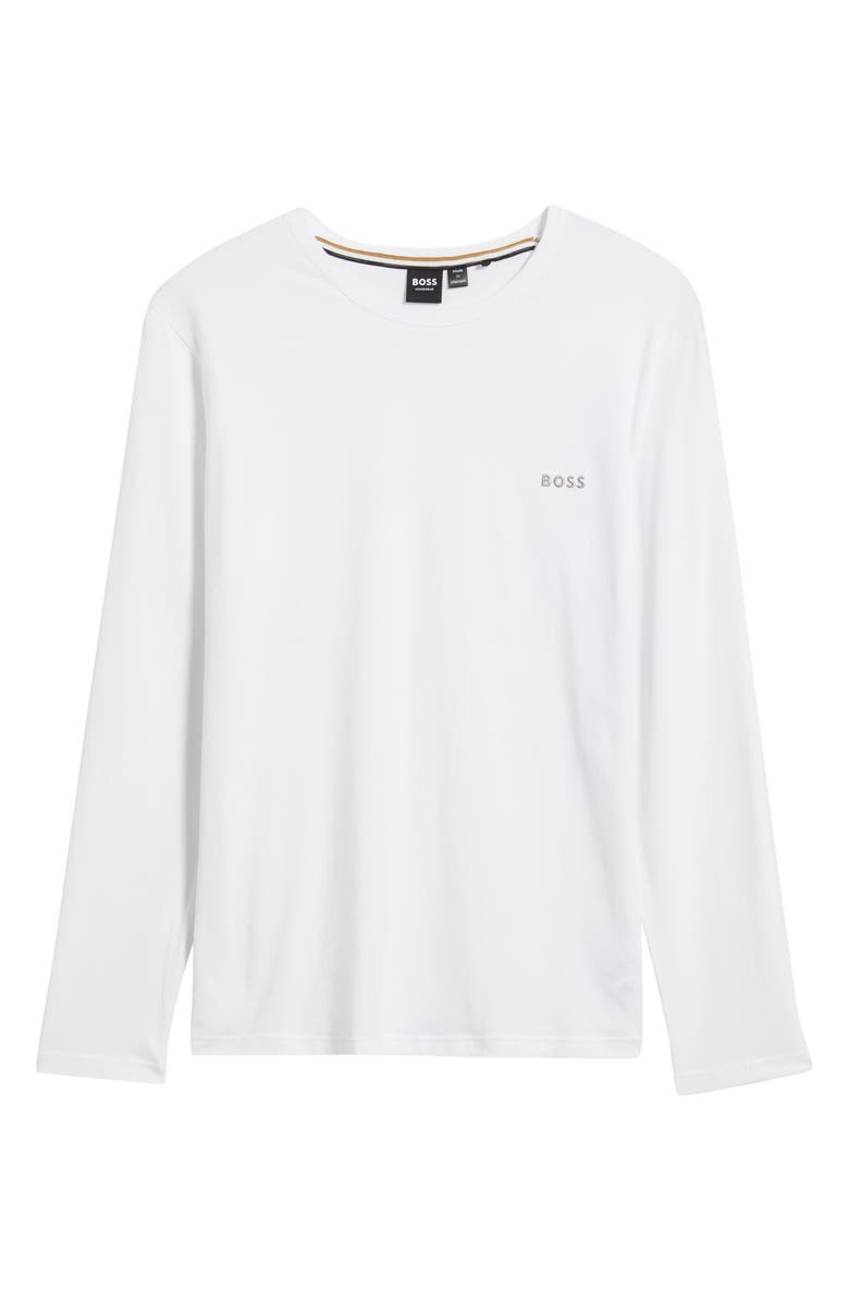 BOSS Mix Match Long Sleeve Stretch Cotton Pajama T-Shirt, Alternate, color, Open White