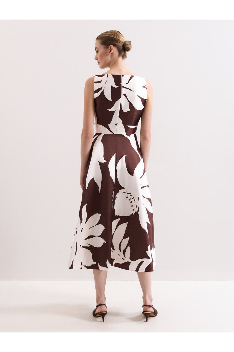 Delicia V-Neck Print Dress, Alternate, color, Brown