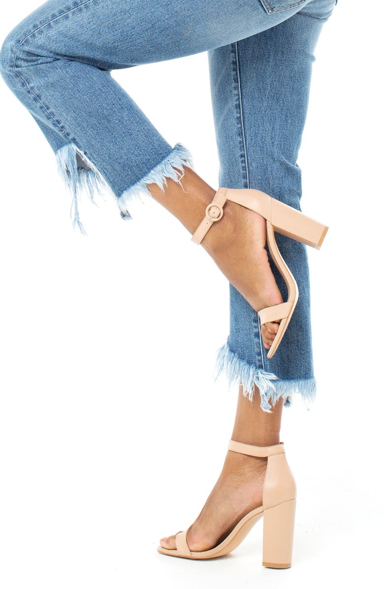 Liverpool High Waist Chewed Step Hem Crop Flare Jeans, Alternate, color, 