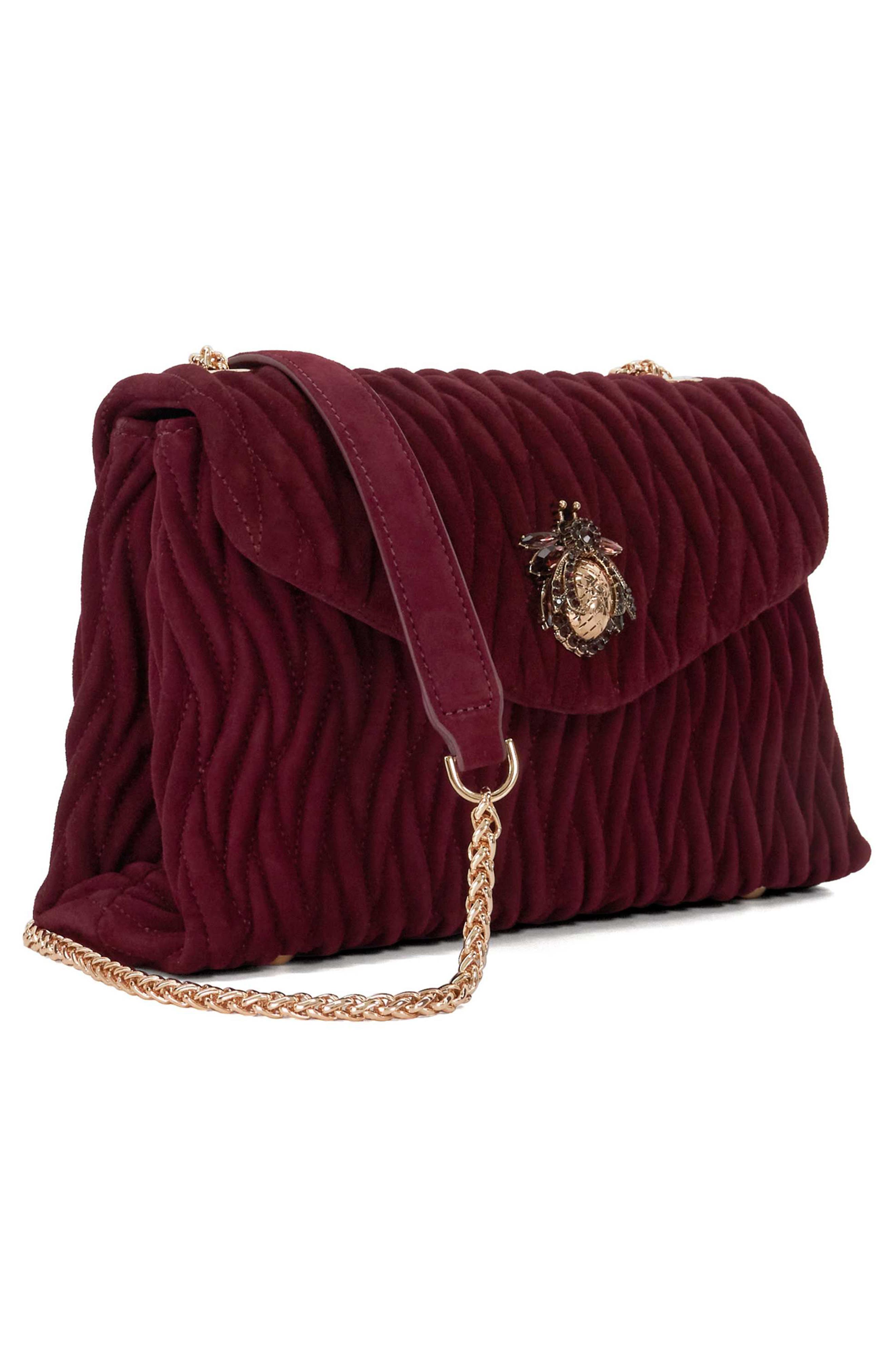 Darling Matelassé Suede Crossbody Bag, Alternate, color, BURGUNDY