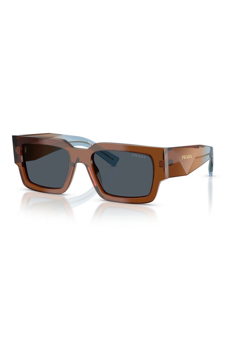 55mm Rectangular Sunglasses, Alternate, color, CHOCOLATE / DARK GREY