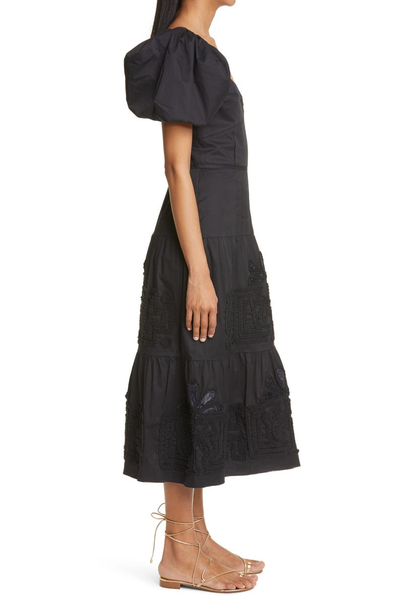 Johanna Ortiz Unchanging Legacy Embroidered Puff Sleeve Dress, Alternate, color, 