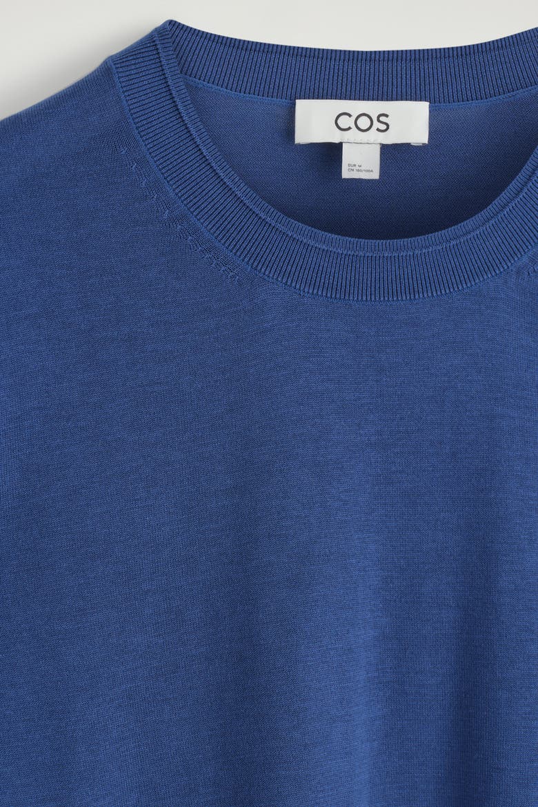Slim Knitted Silk T-Shirt, Alternate, color, BLUE