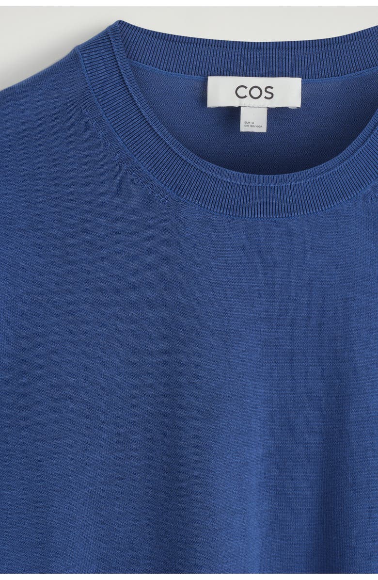 COS Slim Knitted Silk T-Shirt, Alternate, color, Blue