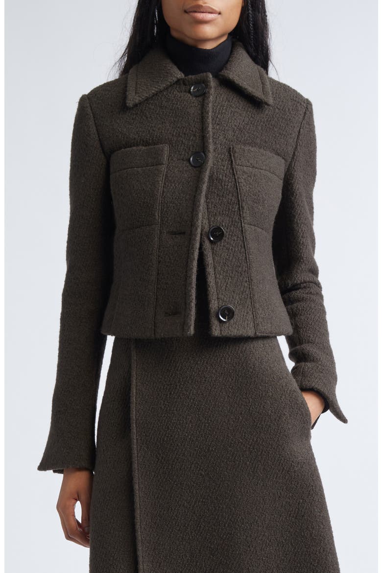 Kinsley Bouclé Twill Crop Jacket, Main, color, WOOD