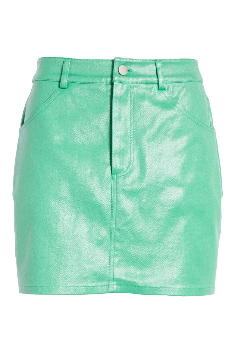 Coated Miniskirt, Alternate, color, GREEN