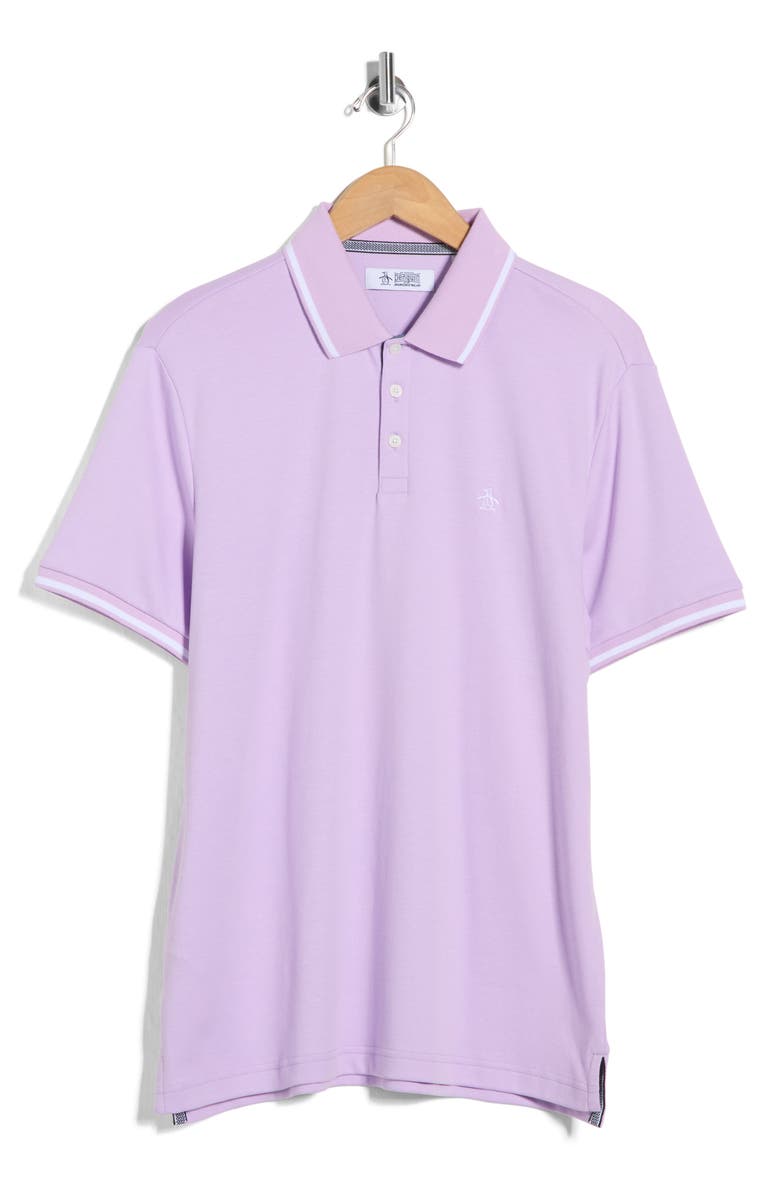 Original Penguin Tipped Cotton Interlock Polo, Alternate, color, Lavendula