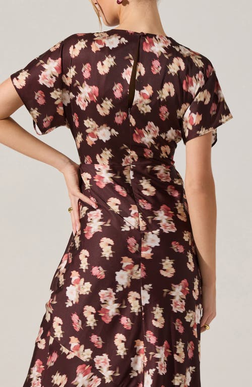 Astr The Label Talyha Floral Flutter Sleeve Maxi Dress In Brown
