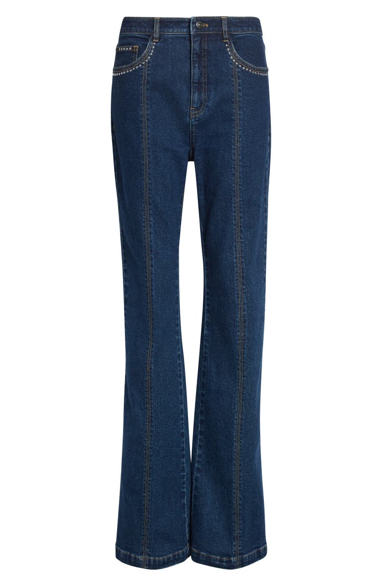 Cinq à Sept Stud Detail Flare Leg Jeans, Alternate, color, Oceane/ Silver