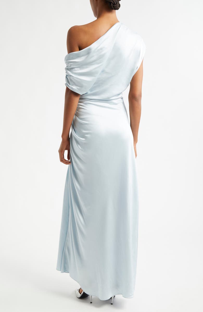 Penny Ruched One-Shoulder Satin Gown