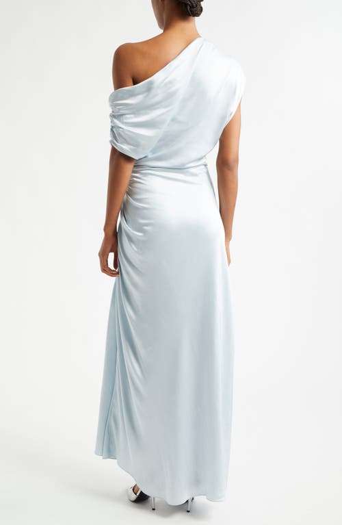 A.l.c Penny One-shoulder Ruched Satin Gown In Cascade