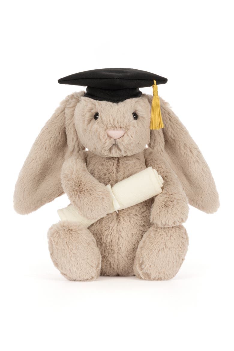 Graduation Bashful Bunny Plushie, Alternate, color, WHITE