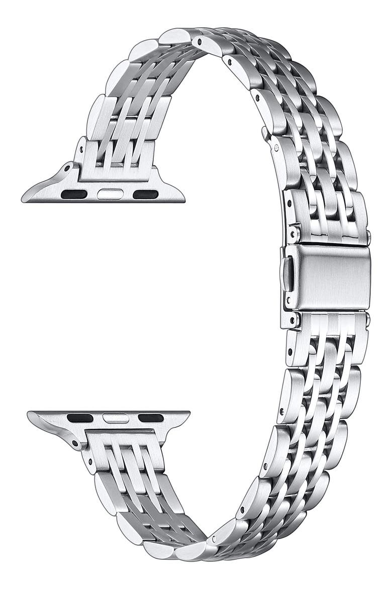 Rainey Skinny Stainless Steel Apple Watch® Watchband, Alternate, color, SILVER