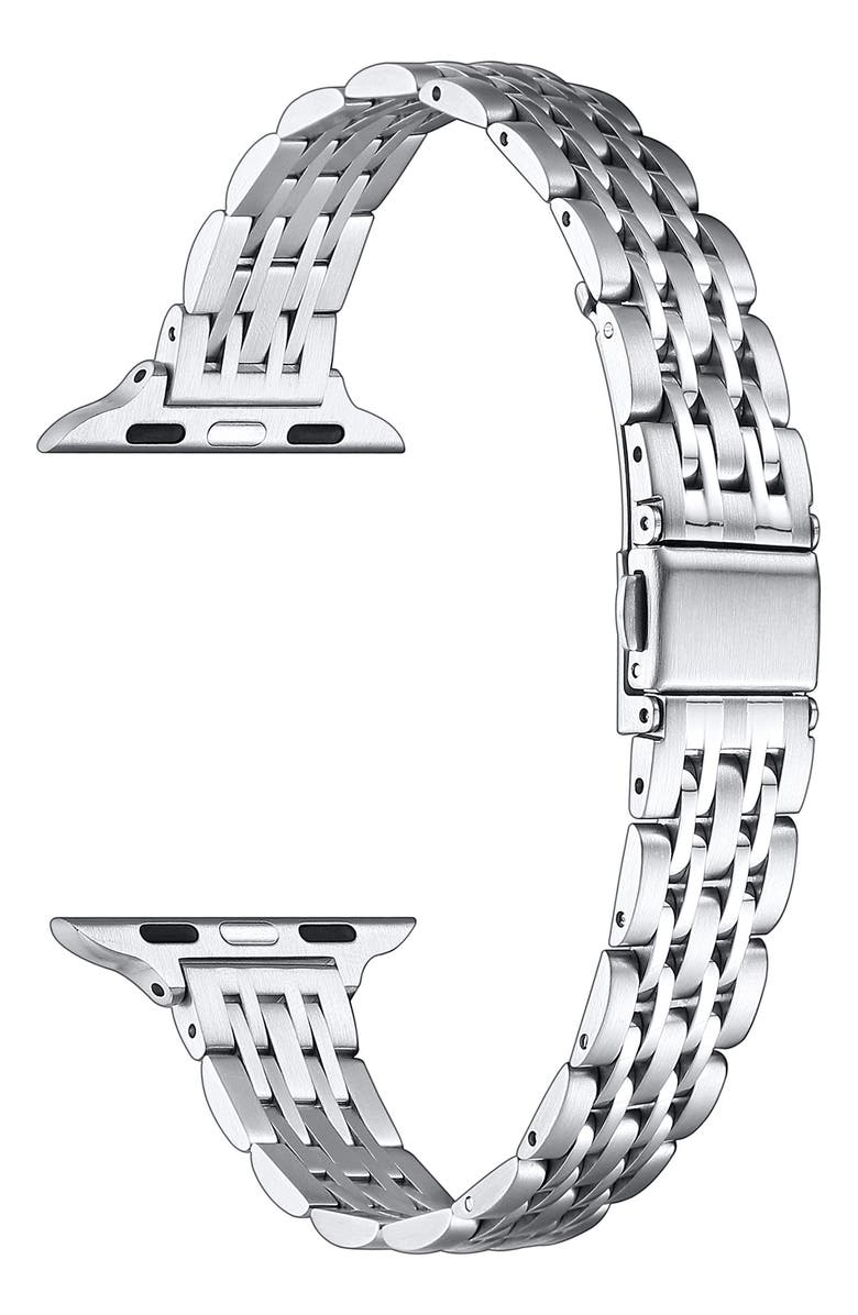 The Posh Tech Rainey Skinny Stainless Steel Apple Watch<sup>®</sup> Watchband, Alternate, color, Silver