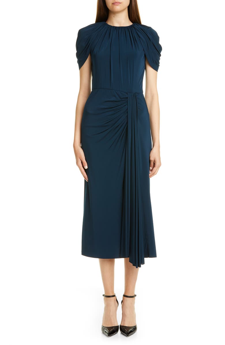 Jason Wu Collection Cap Sleeve Draped Jersey Midi Dress, Main, color,
