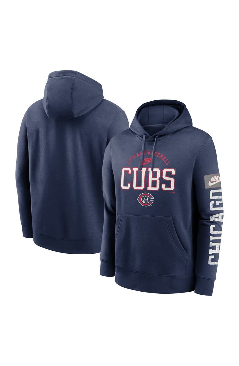 Nike Men's Nike Navy Chicago Cubs Cooperstown Collection Splitter Club Fleece Pullover Hoodie, Alternate, color, 