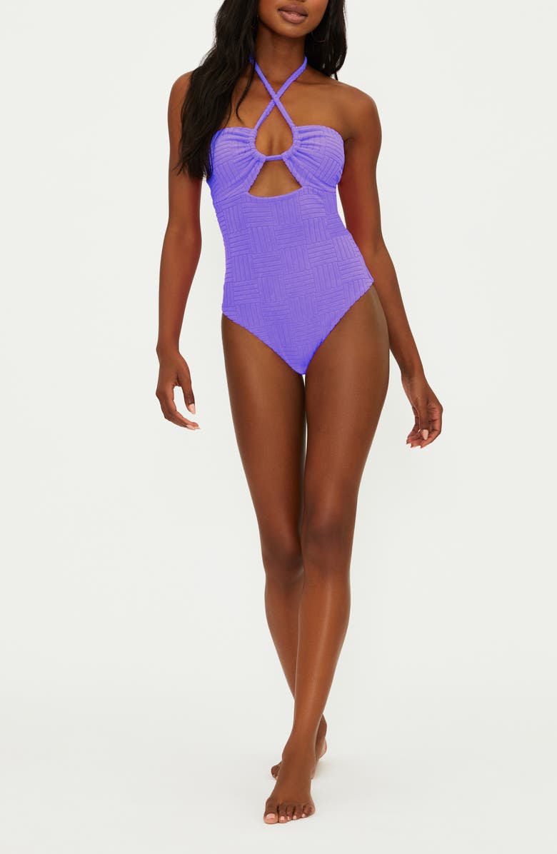 Beach Riot Phoenix Halter One-Piece Swimsuit, Main, color, Ultra Violet
