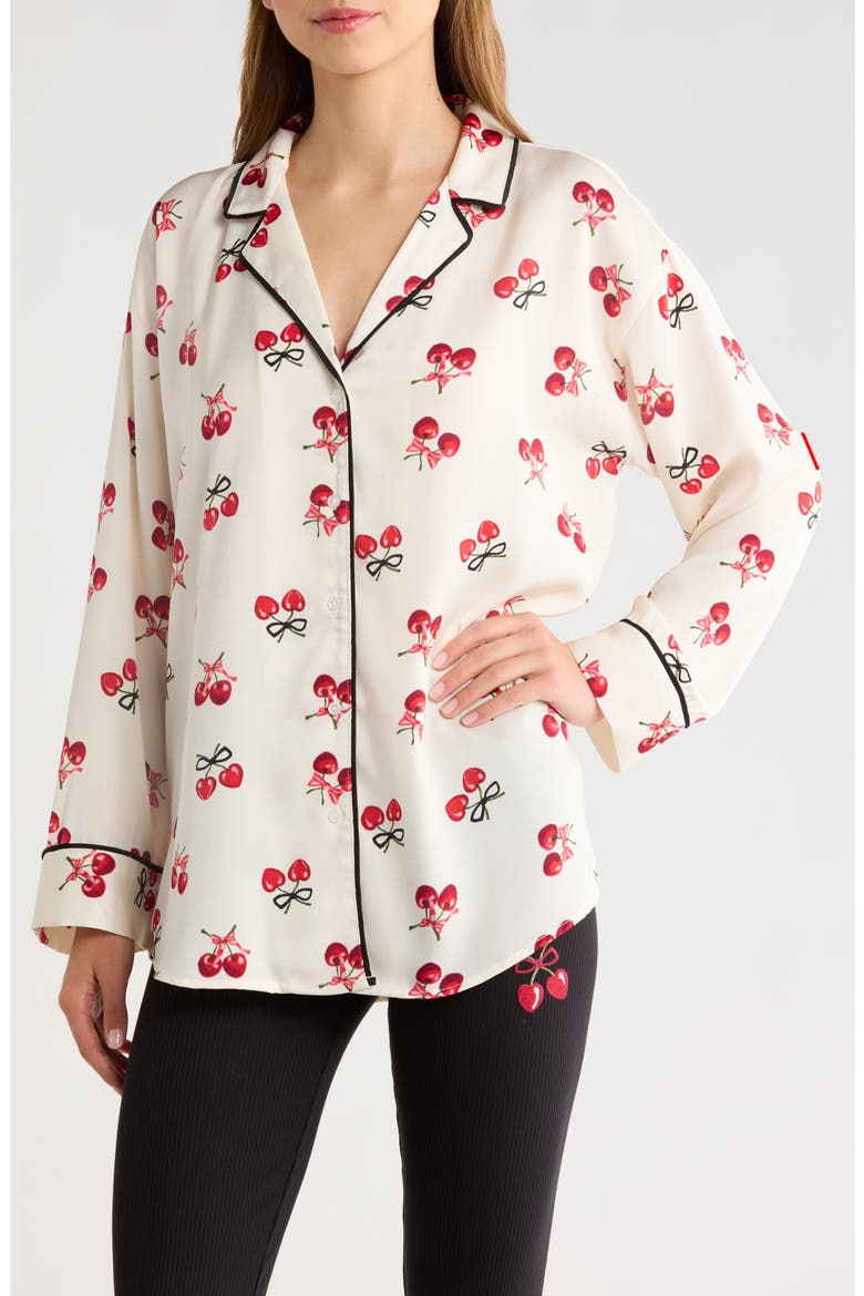 Dream Satin Pajama Shirt, Main, color, JET STREAM CHERRY