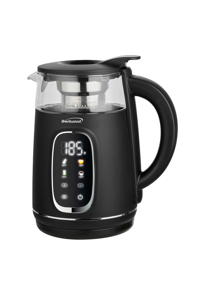 1.7L 1100W Cordless Digital Glass Electric Kettle, Main, color, Black