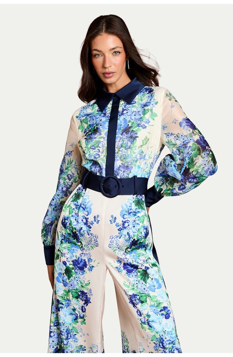 Coast Long Sleeve Placement Print Jumpsuit, Main, color, Ivory