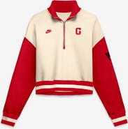 Nike Women's Nike Natural/Red Georgia Bulldogs Oversized Legacy Color Block Cropped Quarter-Zip Pullover