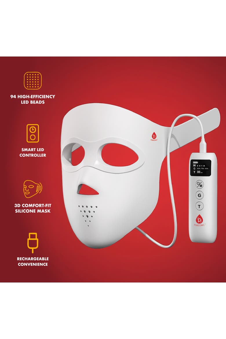 3D Soft-Silicone LED Light Therapy Mask with Smart Controller, Alternate, color, White