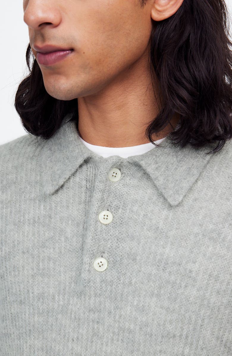 Madewell Alpaca Blend Polo Sweater, Alternate, color, Heather Grey