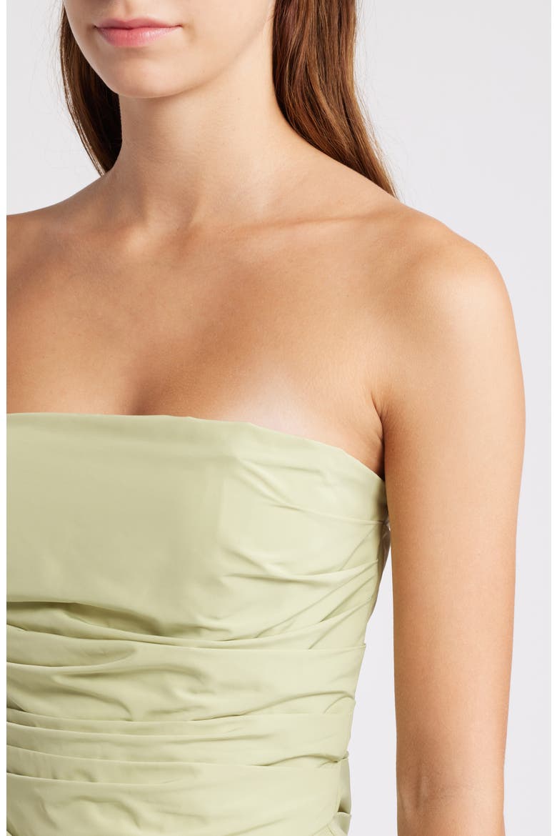 Pleated Strapless Corset Top, Alternate, color, PEAR