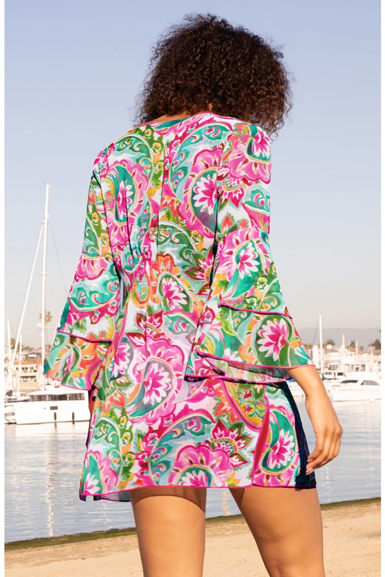 La Vie Chiffon Cover-Up Tunic, Alternate, color, PINK
