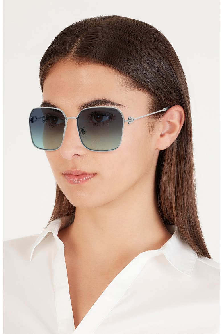 60mm Gradient Square Sunglasses, Alternate, color, SILVER/ AZURE GRADIENT BLUE