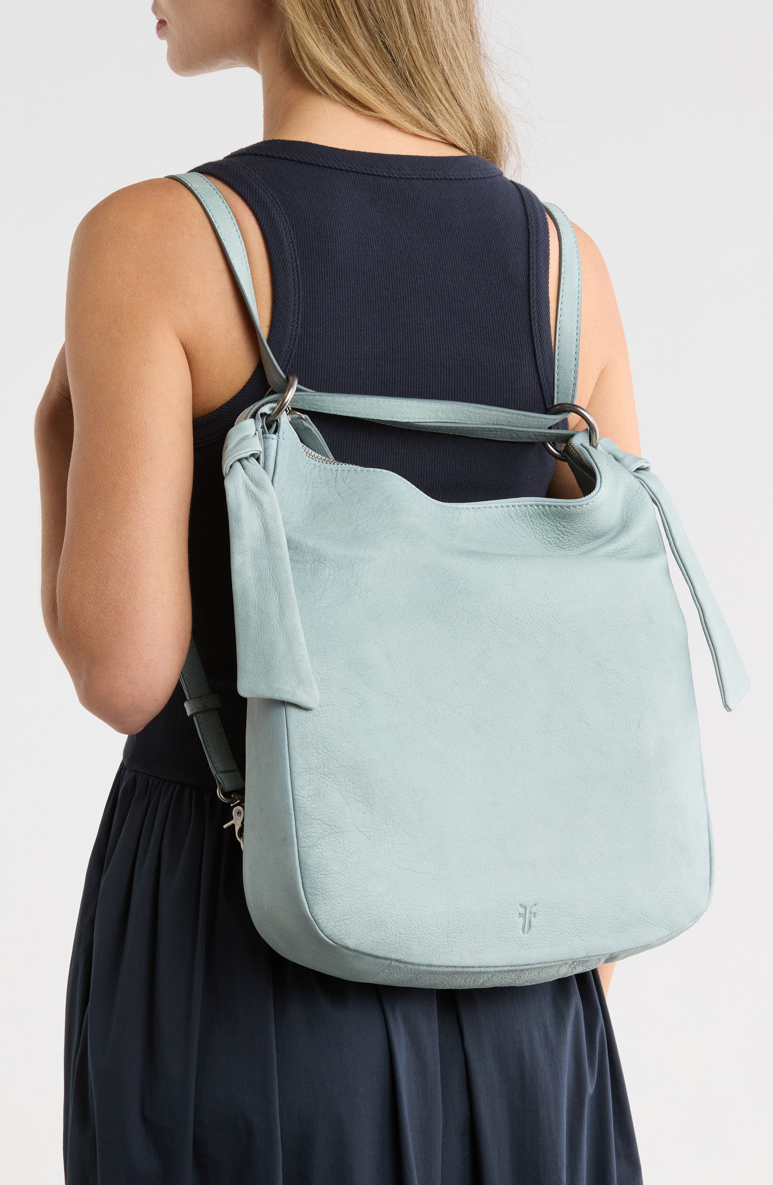 Nora Leather Backpack Hobo, Alternate, color, LT. SKY