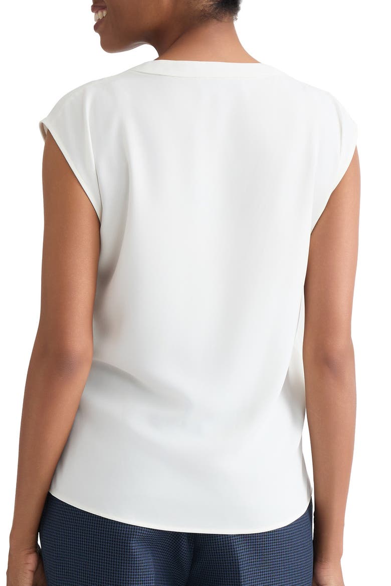 Pleated V-Neck Top, Alternate, color, VANILLA ICE