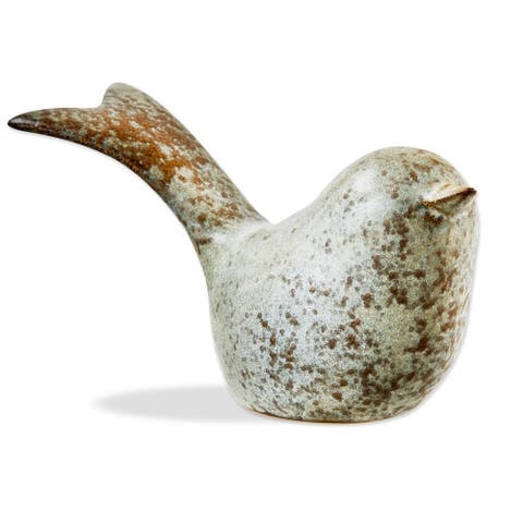 Gray Stoneware Bird Figurine Decorative Ceramic Animal