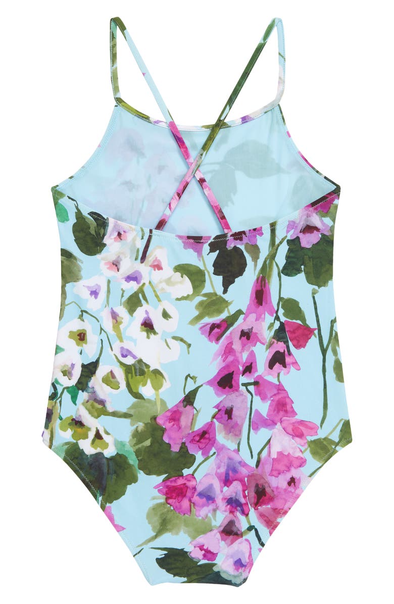 Dolce&Gabbana Kids' Floral Print One-Piece Swimsuit, Alternate, color, Hc3jd Giard.pitt.fdo.azzur