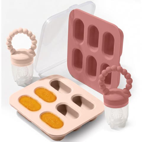 Safe Convenient Silicone Baby Fruit Feeders Dishwasher Safe Freezer Tray Set