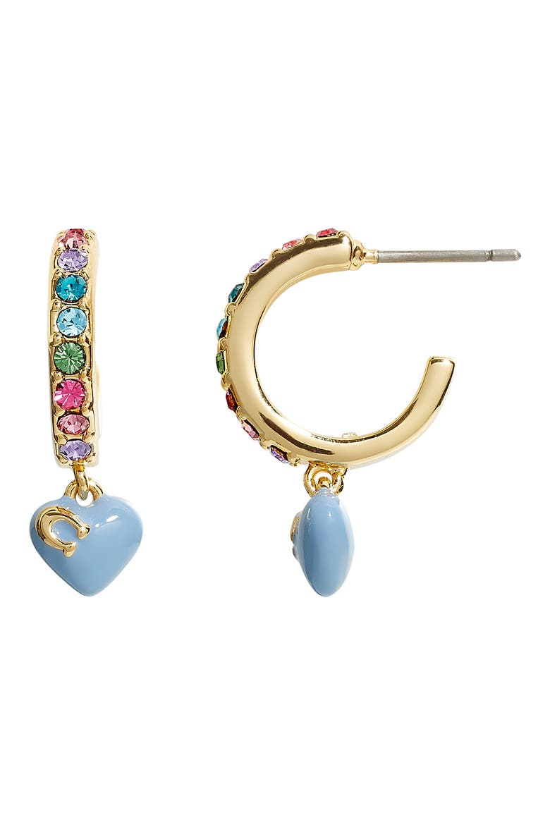 Heart Charm Huggie Earrings, Main, color, MULTI/GOLD