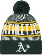 New Era Men's New Era Green Oakland Athletics Striped Cuffed Knit Hat with Pom