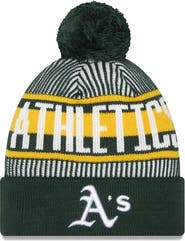 New Era Men's New Era Green Oakland Athletics Striped Cuffed Knit Hat with Pom