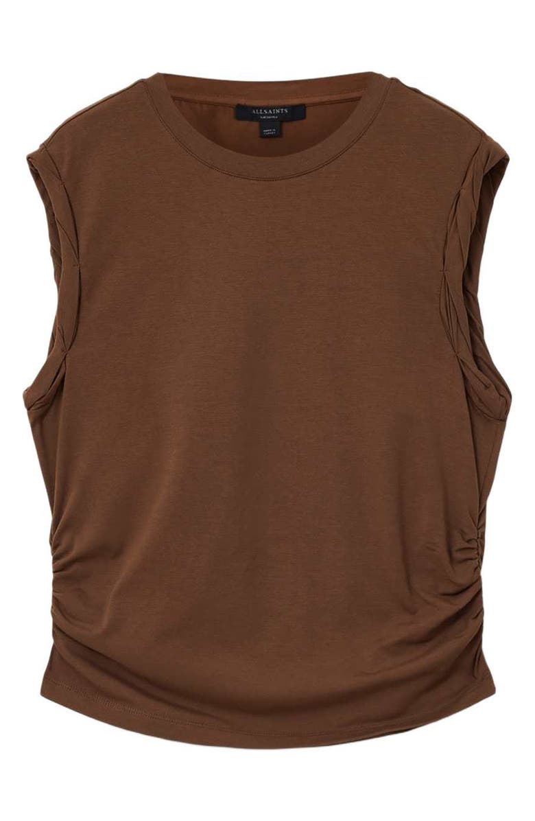 AllSaints West Side Ruched Tank, Alternate, color, Cognac Brown