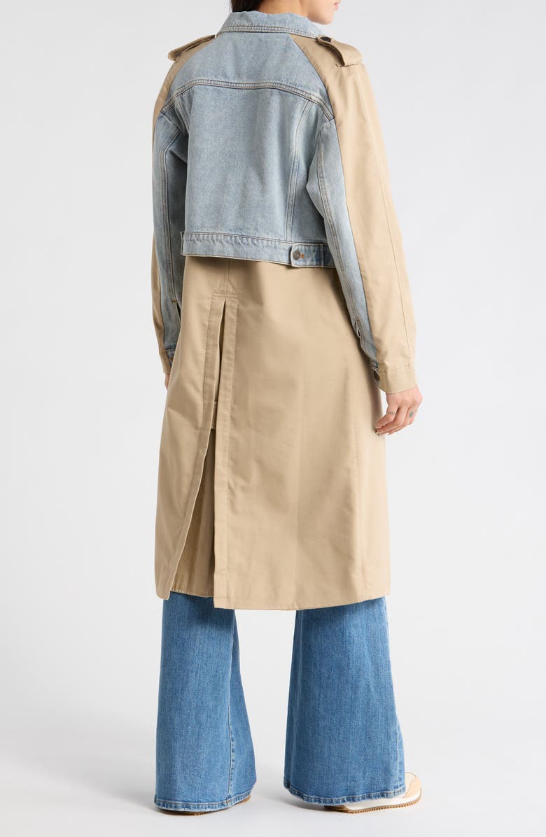 Desigual Denim Panel Trench Coat, Alternate, color, Medium Beige
