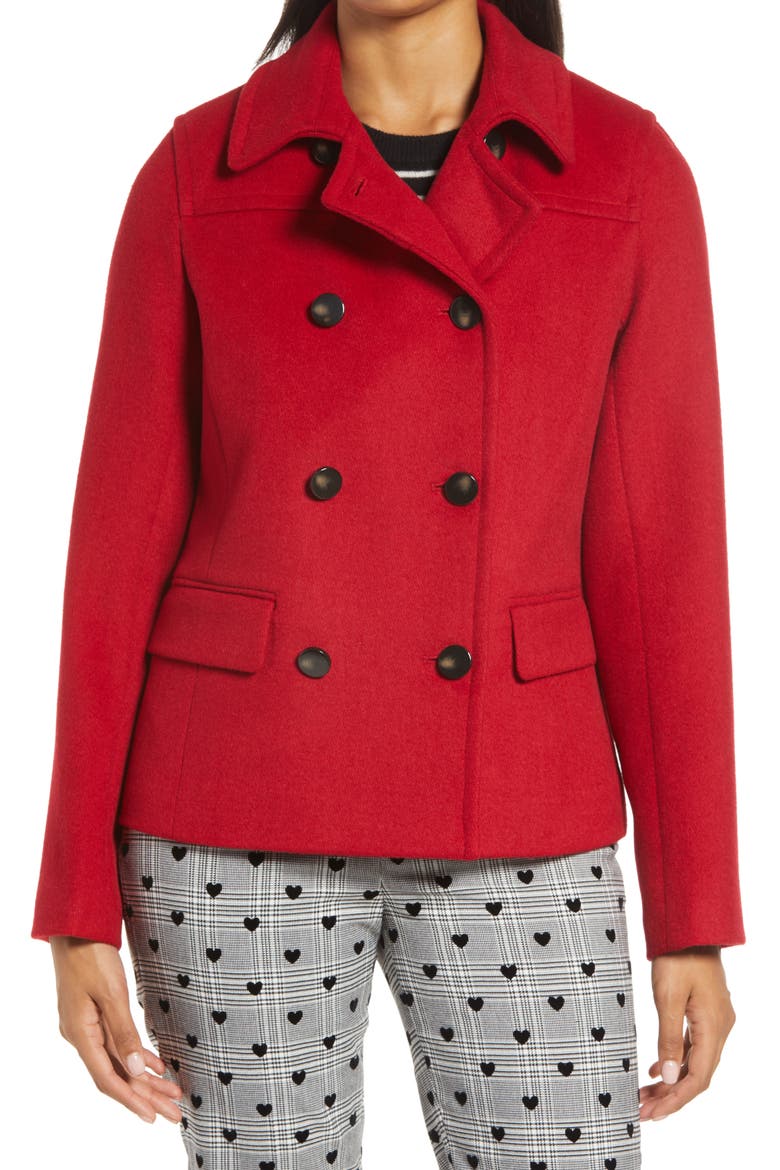 x Atlantic-Pacific Short Double Breasted Coat, Alternate, color, RED BLAZE