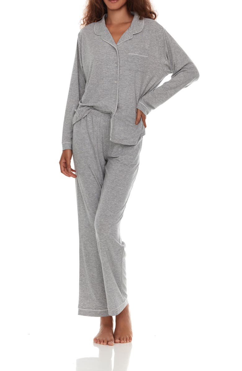 Flora By Flora Nikrooz Annie Long Sleeve & Pants 2-Piece Pajama Set, Alternate, color, H. Grey