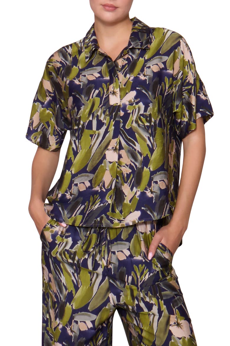 Easy Woven Pullover Shirt, Main, color, NAVY MULTI