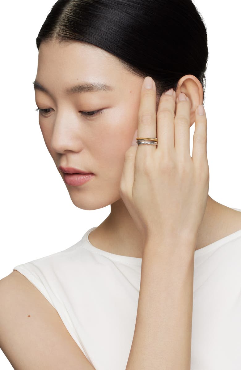 David Yurman Crossover Narrow Ring with 18K Gold, Alternate, color, Silver/ Gold