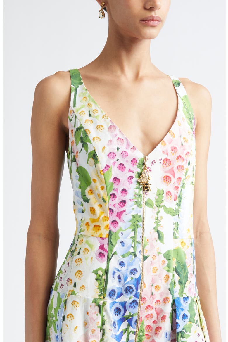 Foxglove Print Sleeveless Stretch Poplin Dress, Alternate, color, WHITE MULTI