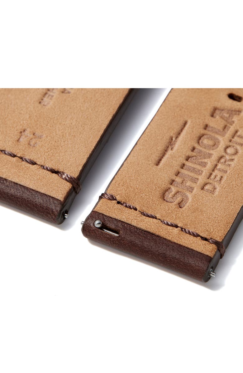 Shinola Grizzly Classic Interchangeable Leather Watchband, 24mm, Alternate, color, Cattail