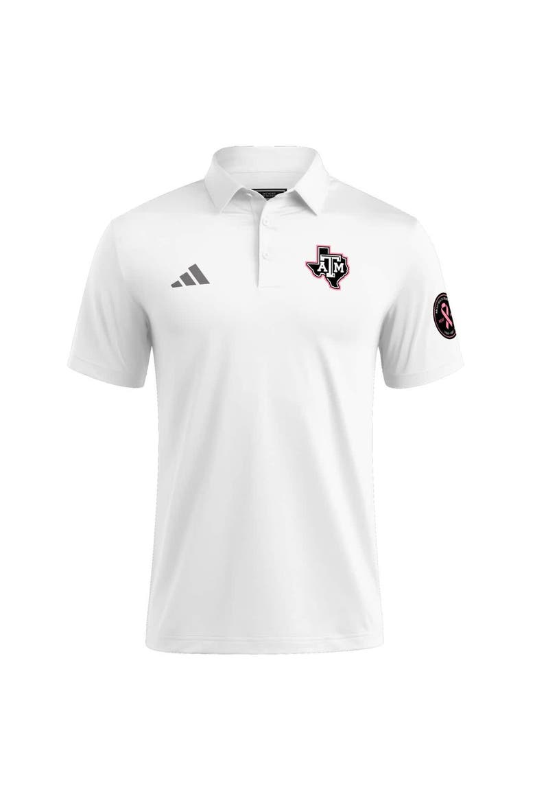 Men's adidas White Texas A&M Aggies Wear Pink Breast Cancer Awareness Polo, Alternate, color, White