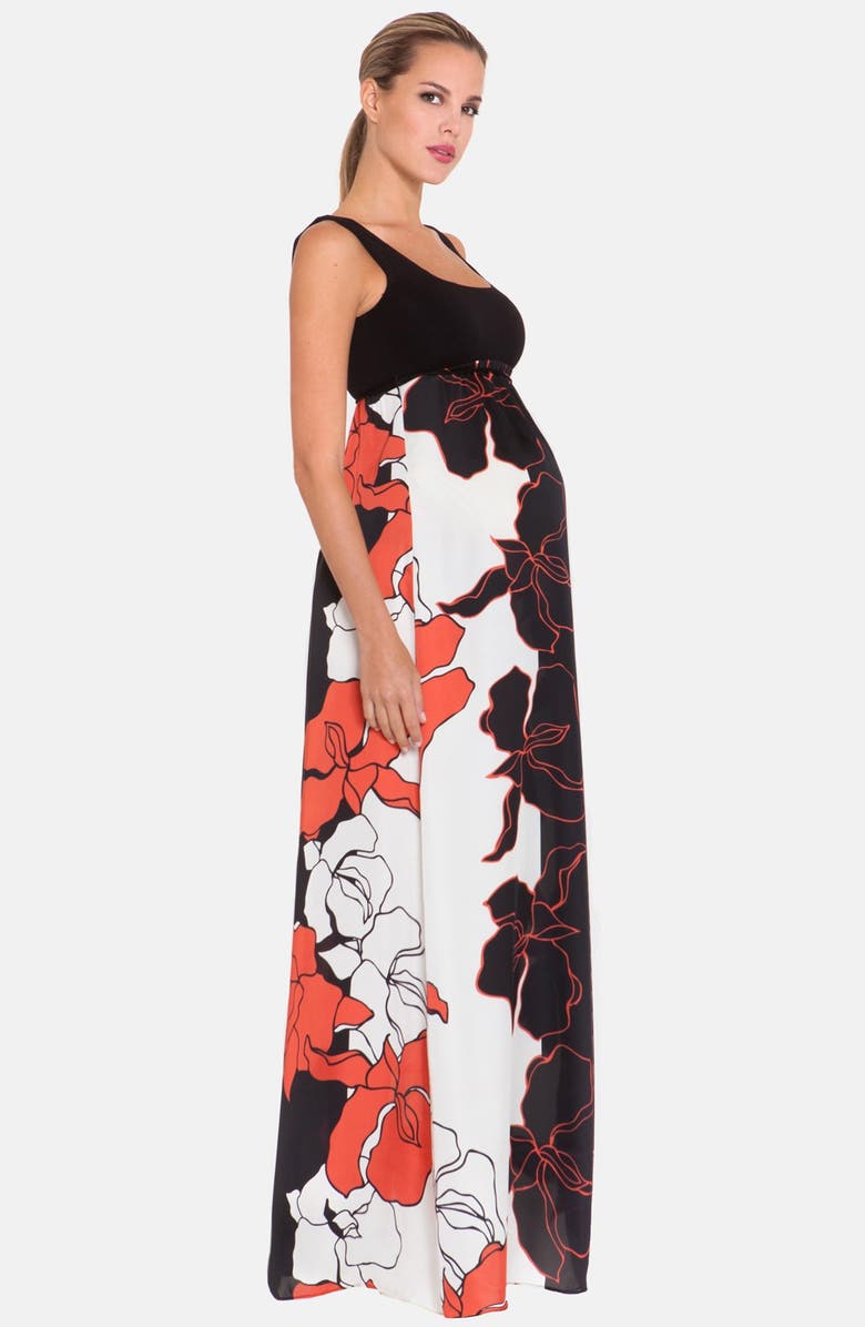 Olian Print Empire Waist Maternity Maxi Dress, Alternate, color, 