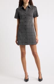 Theory Glen Plaid A-Line Shirtdress
